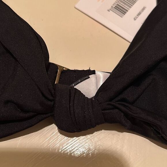 Andie Womens Size Large Santorini Swim Swimwear Bikini Top Black Front Knot NWT - Picture 2 of 6